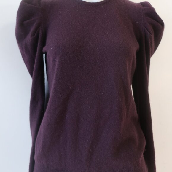 Womens Neiman Marcus Eggplant Puff Sleeve Pure Cashmere Sweater M - Picture 5 of 13
